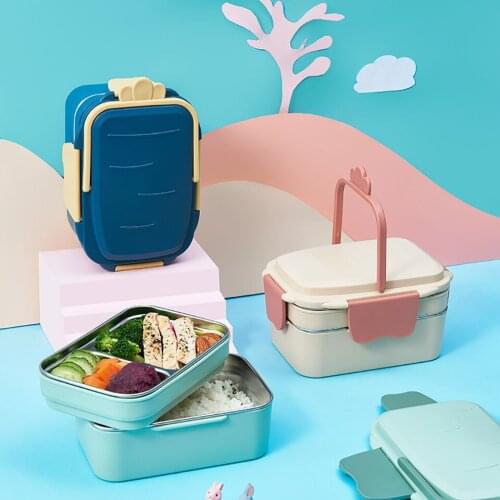 Lunch Box Bento Box for Student Office Worker Double-layer Microwave Heating Lunch Container Food Storage Container