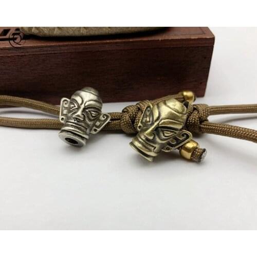 Brass Chinese Ancient Legend Portrait Knife Beads DIY Umbrella Rope Handmade Woven Hanging Jewelry Accessories Keychain Pendants
