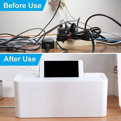 Hot Cable Management Box ABS Cable Organizer Cord Hider Box Computer Power Lines Route Cables Under Desk Power Strip