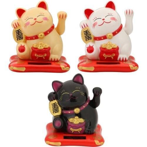 Cute Mini Welcoming Fortune Cat Lucky For Home Car Decoration Ornament Japanese Style Cat Hotel Restaurant Decor Craft