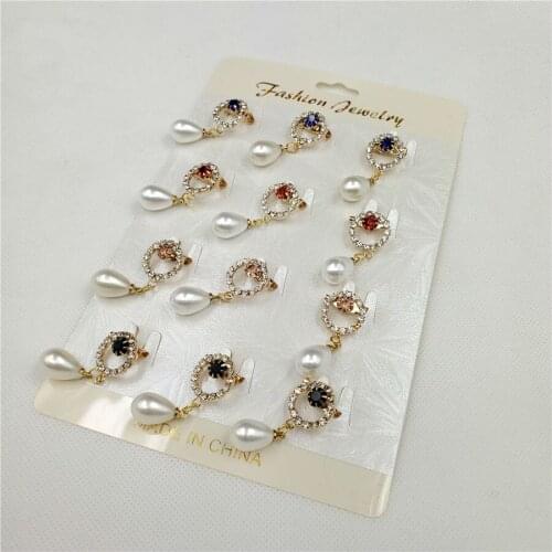 Fashion Water Drop Pearl Pin High-grade Anti-bare Muslim Hijab Scarf Pin Collar Neck Diamonds Gem Brooch Accessories ins Style