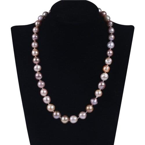 Fashion necklace made edison pearl 9-13 mm natural pink and purple mixed color
