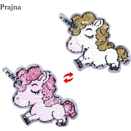 Unicorn Sewing on Patches Reversible Sequins Patch Sew On Patches For Clothing Appliques Women T-shirt Accessories Sticker F