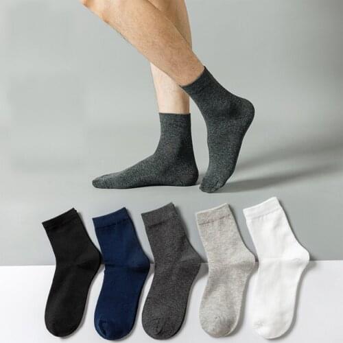 2020 Mens Cotton Socks 5 Pairs High Quality Men Deodorant Breathable Socks Business Casual Solid Colors Crew Socks Male