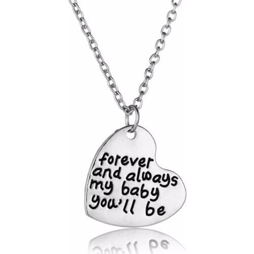 24PC/Lot Forever And Always My Baby You'll Be Love Heart Pendant Necklace Women Men Jewelry Family Son Daughter Necklaces Gifts