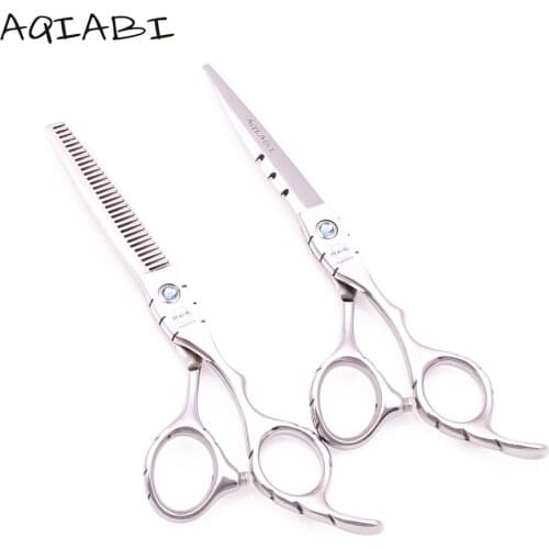 Salon Hair Scissors 6" AQIABI Stainless Shiny Hair Cutting Scissors Thinning Shears Professional Hairdressing Scissors Set A1010