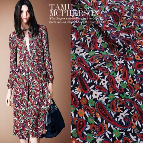 Paisley digital inkjet printing silk crepe de chine cloth 16mm high-end clothing dress fabric