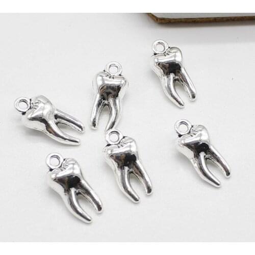 10pcs Charm Personality Creative 3D Caries Teeth Pendant Alloy Jewelry Accessories