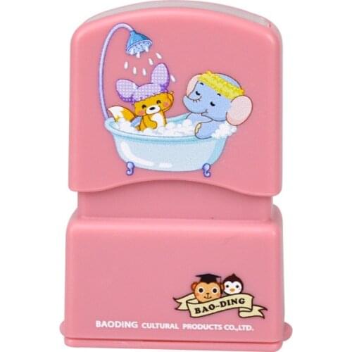Pink Custom stamp baby children teacher cartoon kindergarten name student clothes non-fading small animal inking