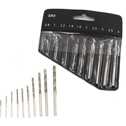 10pcs Diamond Coated Twist Drill Bit 0.8-4mm Needle Drills Jewelry Agate Fine Hss Tipped Solid Hole Saw Pearl Jade drill bits