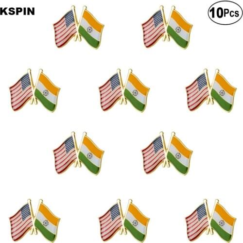 U.S.A India Lapel Pin Flag badge Brooch Pins Badges 10Pcs a Lot