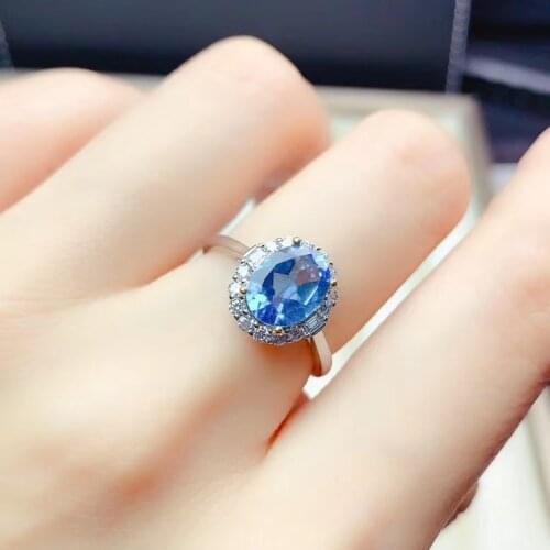 CoLife Jewelry Natural VVS Grade Topaz Ring for Engagement 6*8mm Topaz Silver Ring 925 Silver Topaz Jewelry for Daily Wear