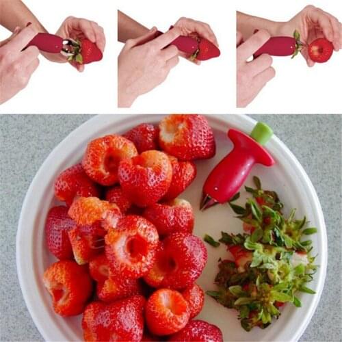2Pcs/Set Hot Sale Fruit & Vegetable Tools Plastic Novelty Household Kitchen Knife Tools Strawberry Huller & Cutter Slicer
