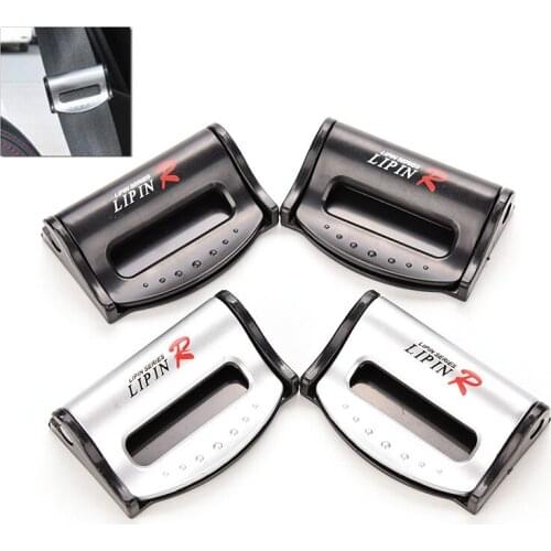 2PCS Adjustable Hard Plastic ABS Car Auto Truck Safety Seat Belt Strap Buckle No-Slip Anti Slip Clip Stopper Black Siver