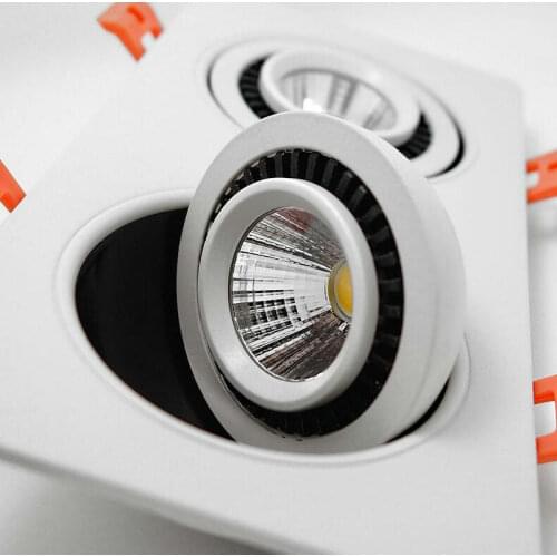20PCS/LOT 10W 12W Dimmable COB Aluminum Recessed 2*6W COB LED ceiling Downlight 3 years warranty Rotate 360 degrees
