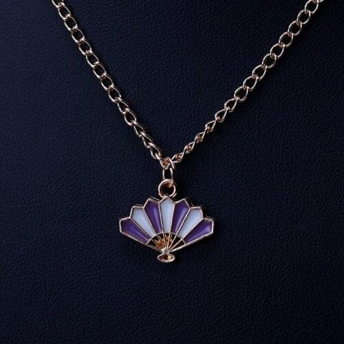 2020 New Chinese Style Womens Necklace Alloy Fan Metal Chain Pendant Choker Cute Girl Jewellery Jewelry Gift Made In CN