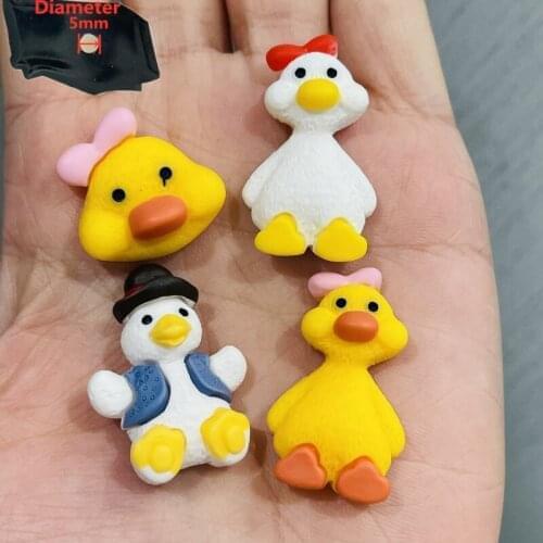 4PCS Resin Cute Cartoon Fridge Magnetic Sticker Kawaii Colourful Duck Bow Hat Refrigerator Magnet Whiteboard Sticker Memo Holder