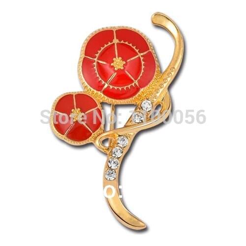 Free Shipping 2019 Yiwu Hot New Products Red Crystal Brooch Carnation Brooch For Wedding X1471