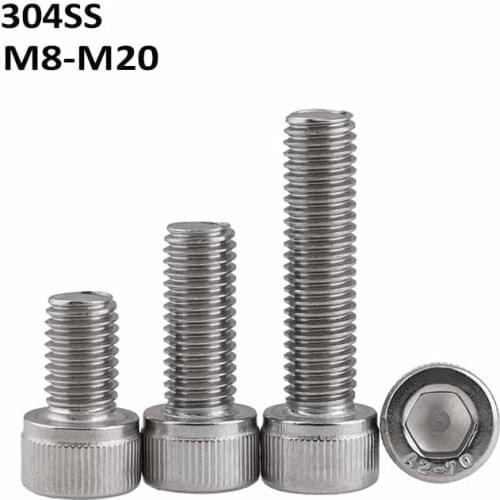 M8 M10 M12 M14 M16 M20 304 Stainless Steel Hexagon Socket Bolts A2 Cup Head Screws Length 10mm-150mm