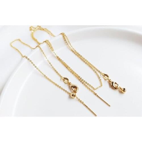 14K Gold Color Brass with Lobster Clasps Finished Necklace Chain High Quality DIY Jewelry Making Findings Accessories