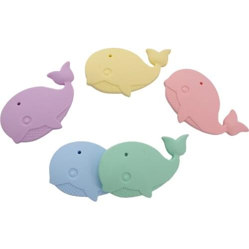 Chenkai 10PCS Baby Silicone Whale Shaped Teethers BPA Free Cut Animals Teething DIY Bady Nursing Tooth Training Toys For Kids