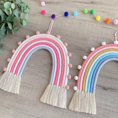 Children Room Hand-woven Rainbow Decoration Pendant Home Wall Hanging Ornaments Kids Room Decoration Accessories Home Decor