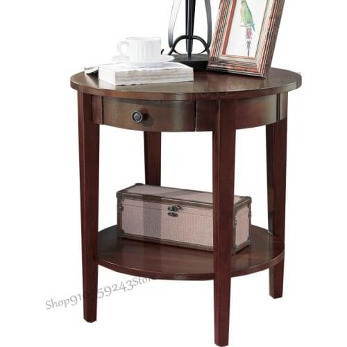 American-style Sofa Side Cabinet Round A Few Corners A Few Solid Wood Small Coffee Table Flower Table Bedside Table Side Table E