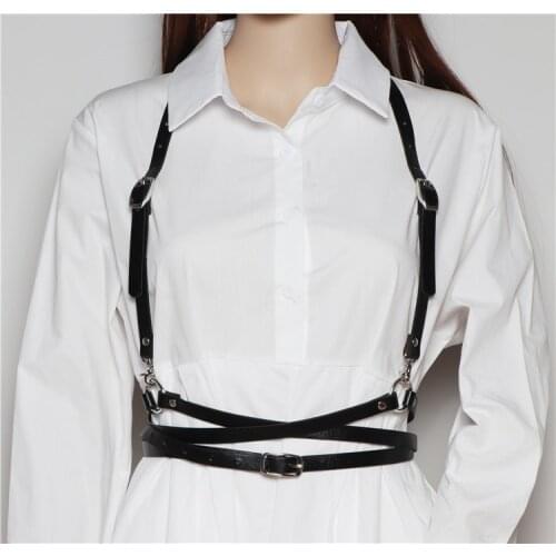 Harajuku Faux Leather Harness For Women Goth Body Bondage Cage Sculpting Waist Belt Chest Straps Female Suspenders Belt
