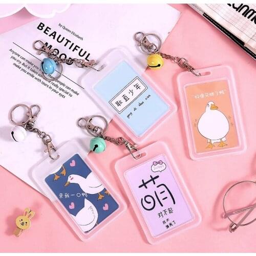 Hipster Transparent Bus Card Cover Protective Cover Entrance Guard Student Keychain Creative Campus Cute Meal Card