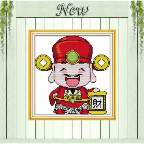 Little God of Wealth decor painting counted printed on canvas DMC 14CT 11CT chinese Cross Stitch Needlework Sets Embroidery kits