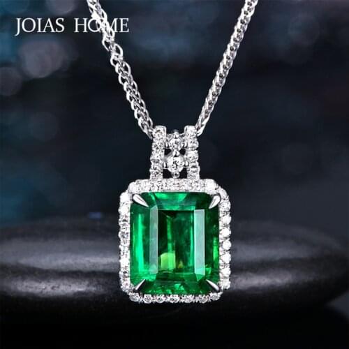 JoiasHome Classic 925 Sterling Silver Necklace For Women With Square Emerald Gemstones Zircon Silver Jewelry Wedding Party Gifts