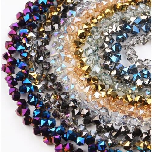 190pcs/lot Czech Glass Plated Beads 4mm Faceted Crystal Square Pendant For DIY Jewelry Making Necklaces Handicrafts Supplies