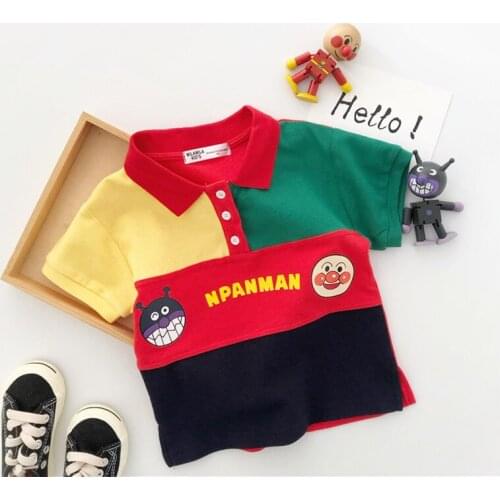 Tonytaobaby Summer New Style Boys and Girls' Color Matching Cartoon T-Shirt with Short Sleeves