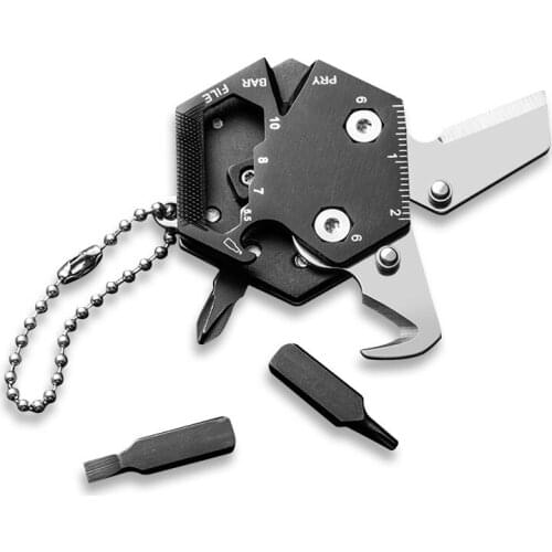Multitool Folding EDC Knife, Multifunctional Coin-Shape Pocket Knife with Keychain Mini Gear Outdoor Tool Gifts for Dad Men