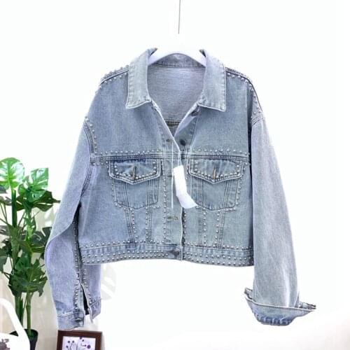 2020 Fashion The New Wild Heavy Work Liu Ding Washing Water Short Paragraph Denim Jacket Free Shipping