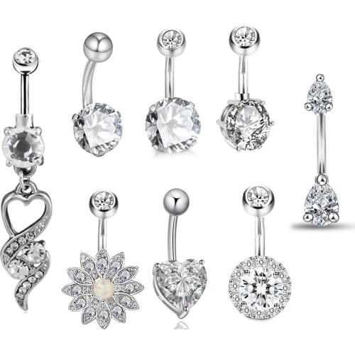 Hot Combination 8PCS Belly Button Ring Set Belly Button Ring Belly Button Piercing Jewelry