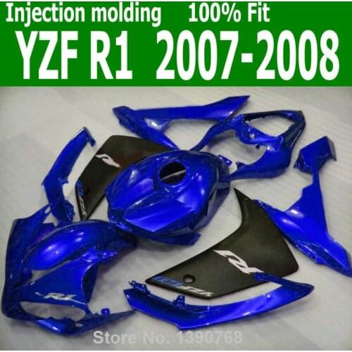 100%new Fairings For YAMAHA YZF R1 07 08 ( Blue + black ) Injection fairing kit CQ15