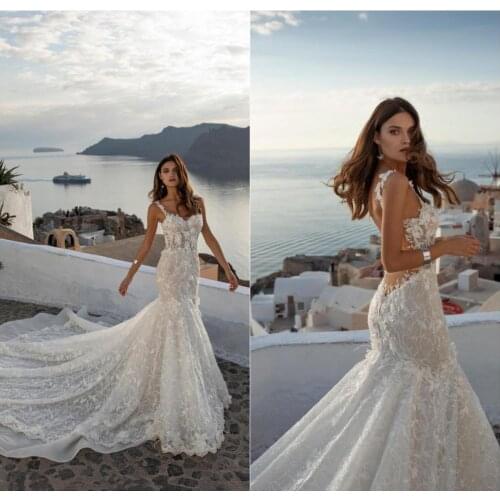 2020 New Fashion Wedding Dresses Mermaid Bridal Gowns Plus Size Sexy Spaghetti Lace Appliques robes de mariée Wedding Dress