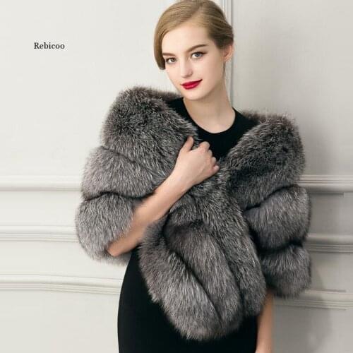 Fake Fur coat Female Fur vest Womens Rabbit Fur outerwear Coat Fox Collar Outerwear Lady Winter Sleeveless Vest