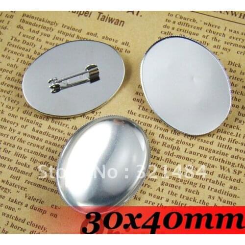 Silver Plated 300piece 30x40mm Oval Cameo Cabochon Setting Brooch Base Brooch Blanks Brooch Safety Pins