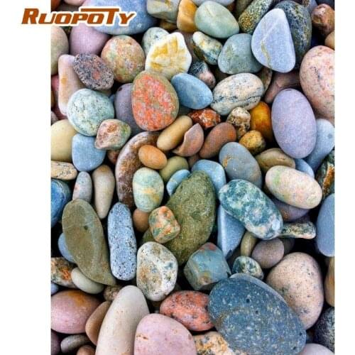 RUOPOTY 60x75cm Frame Painting By Numbers Kits For Adults Children Colorful Stone Scenery Picture By Number Handmade Wall Craft