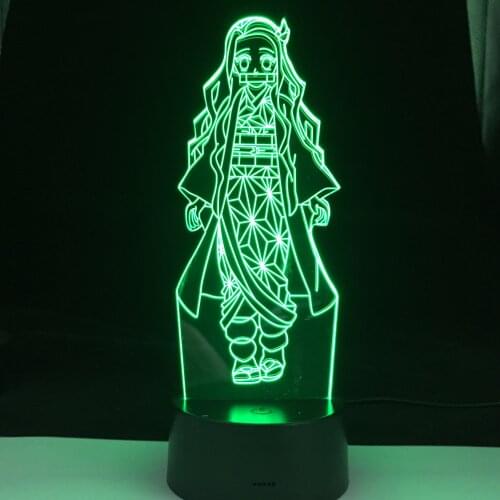 3D Led Nezuko Kamado Anime Lamp Demon Slayer Kimetsu No Yaiba16 Colors Light Japanese Anime Remote Control Base Table Lamp
