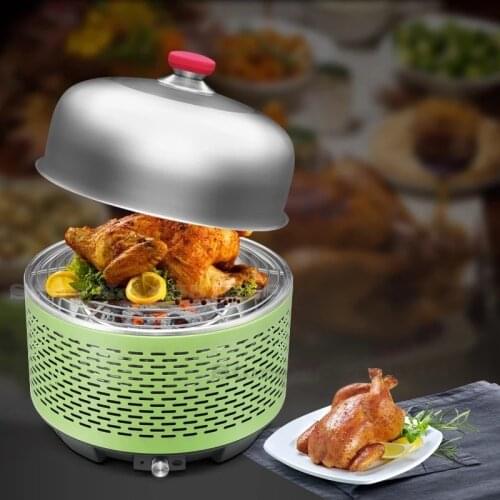 Outdoor Camping BBQ Burner with Flat Wok Natural Charcoal Fuel Charbroiler and Cordless Electric Ventilation System
