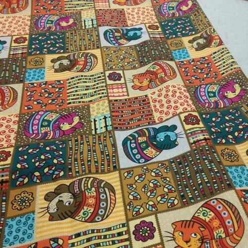 Viaphil 100% Cotton Fabric Brand New African Design Checked Cartoon Cats Fabric Sewing Cloth Dress Clothing Textile Tissue