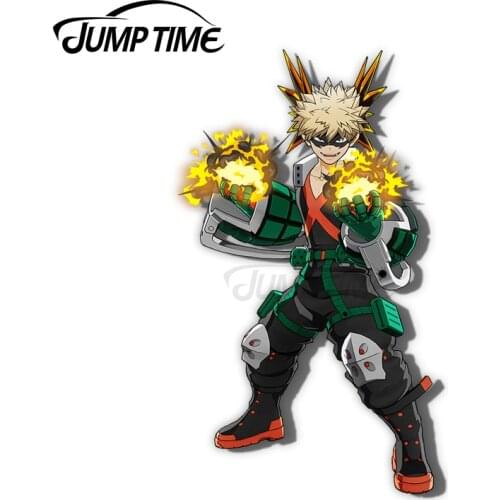 Jump Time 13 x 7cm For My Hero Academia BNHA Katsuki Bakugo Vinyl Car Stickers Anime Decoration Windshield Windows Bumper Decal