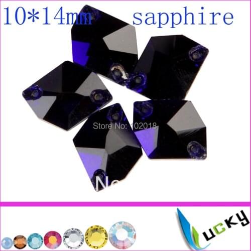 Highest quality 10x14mm sew on crystal beads number 3070# Sapphire color Cosmic shape strass crystal with two holes