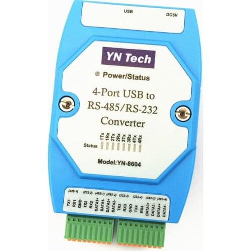YN8604 USB Turn 4 Ports RS485/232 Four Road RS232 Switch USB Serial Line COM Port Conversion Industry