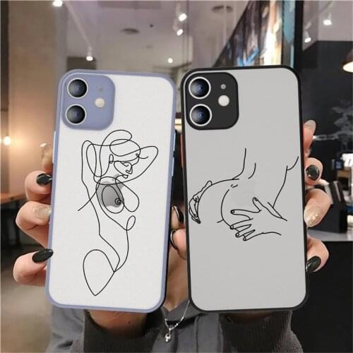 Moskado Art Abstract Line Woman Lens Protected Phone Case For iPhone 11 12 Mini Pro Max X XR XS 7 8 Plus SE2020 Hard PC Back