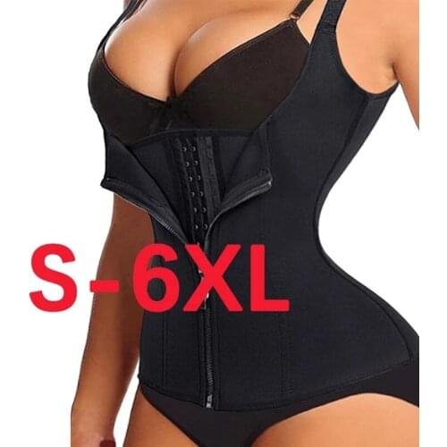 Plus Size Shapewear Womens Neoprene Sweat Sauna Vest Waist Trainer Cincher Corset Body Shaper Weight Loss with Zipper Tank Top