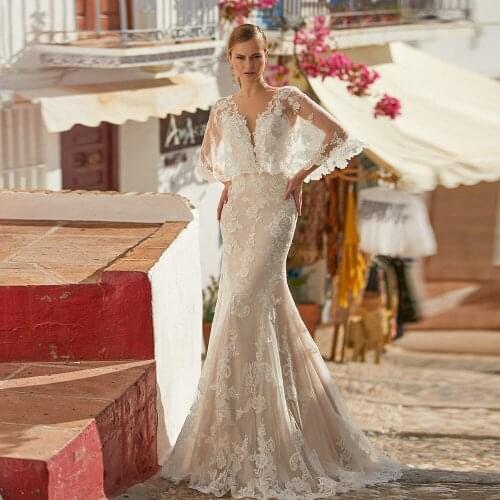 O-neck Sexy Backless Half Sleeve Appliques Lace Mermaid Wedding Dresses Aliexpress Login Vestido De Noiva Sereia